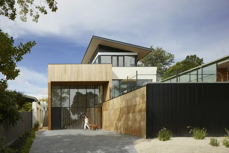 Modern home with timber cladding